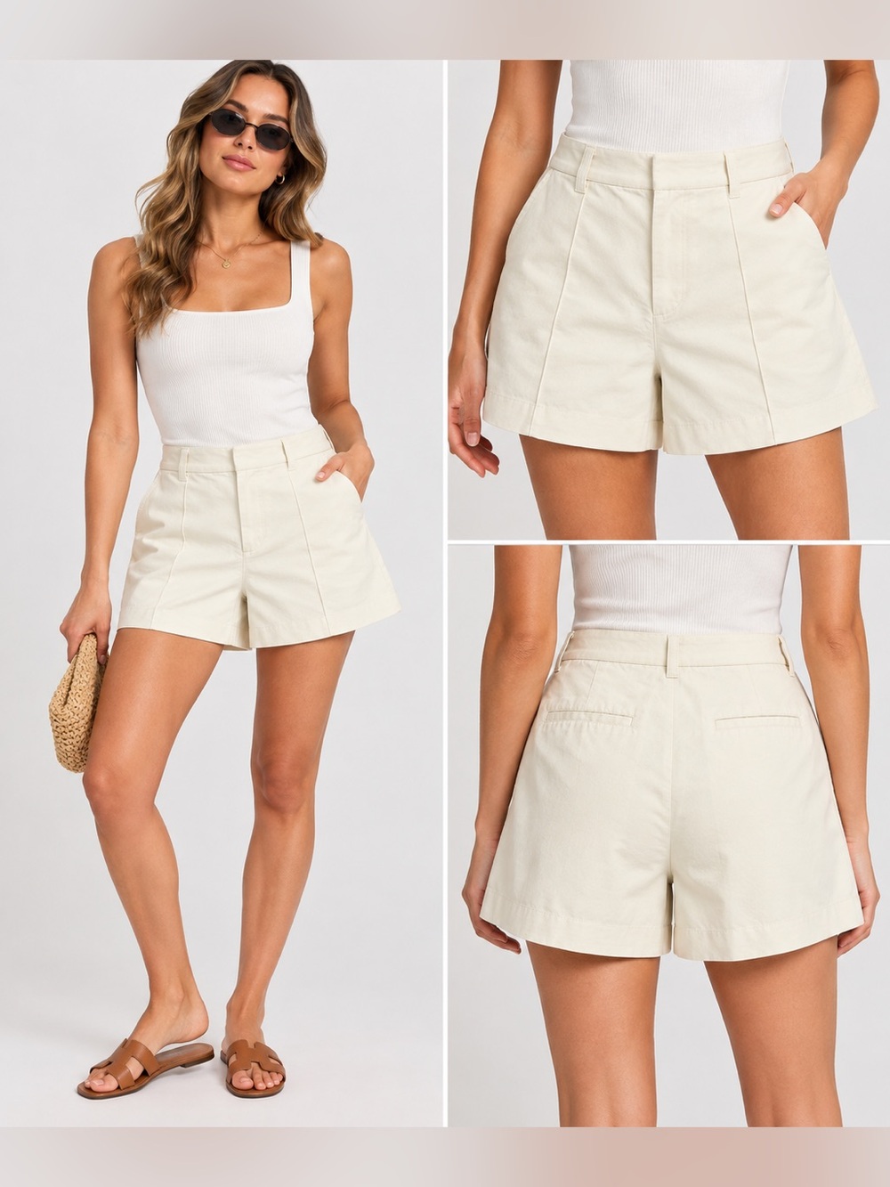 KBB by Kahlana Cream High Rise Tailored Shorts Size 8 NWT